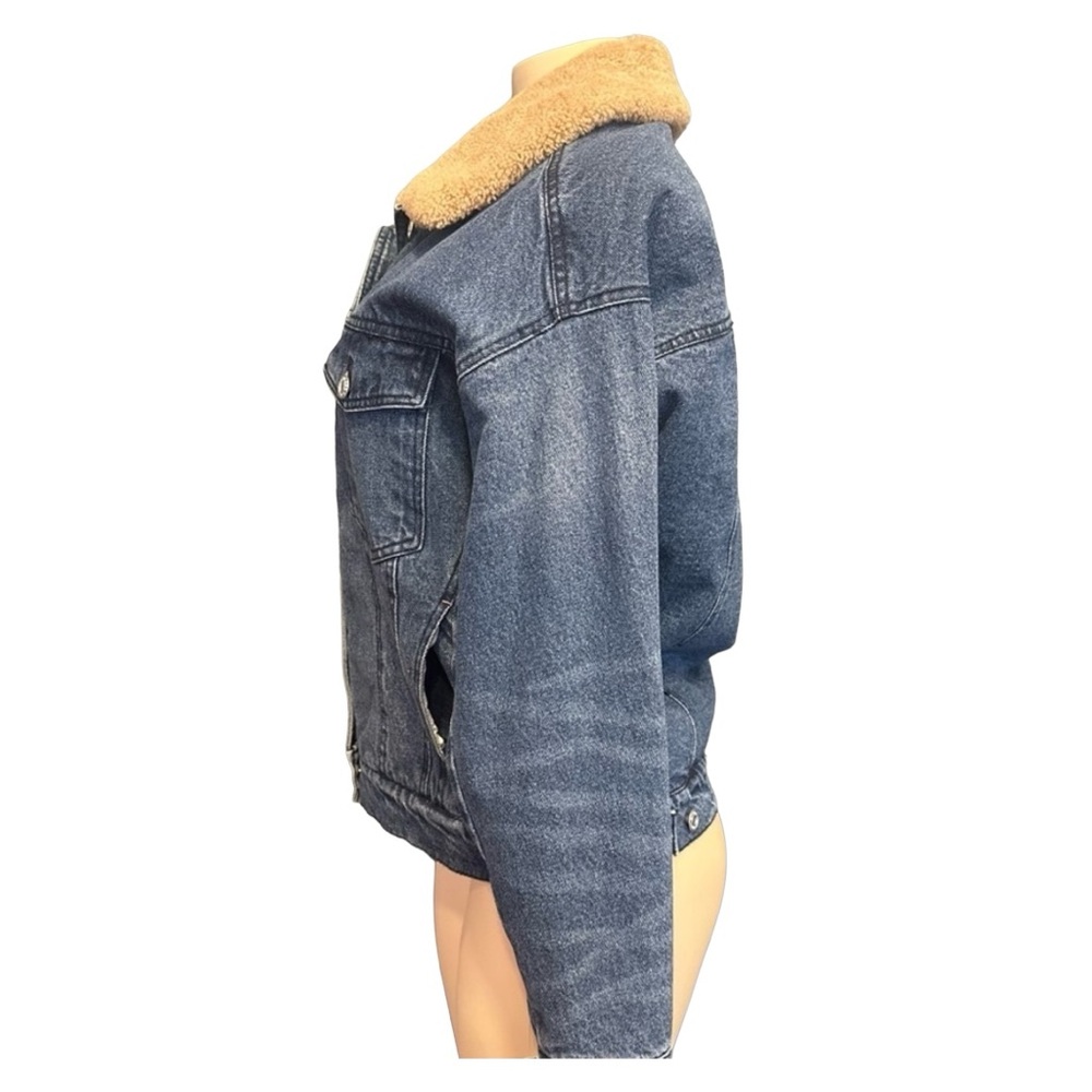Anthropologie Pilcro Faux Sherpa Collar Denim Button Up Jean Jacket Size‎ Small - Picture 5 of 16
